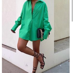 White Fox Boutique Green Oversized Shirt